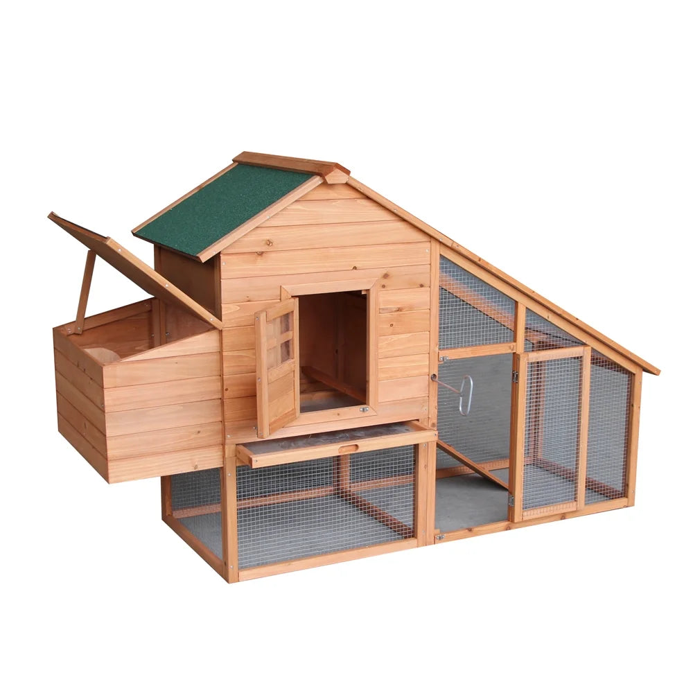 75" Waterproof Wooden Chicken Coop with Nest Box and Run N203