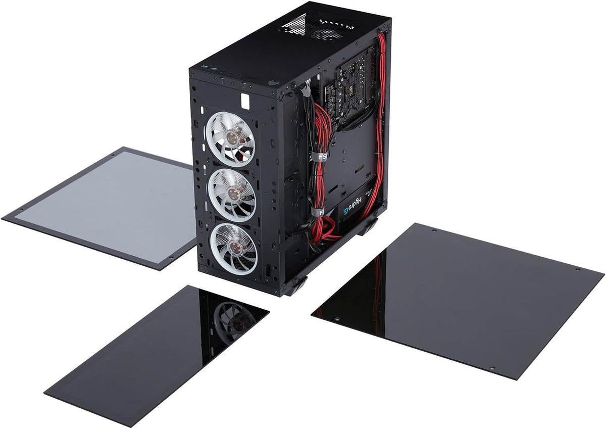 ATX Mid Tower PC Gaming Case with 3 Tempered Glass Panels U2261