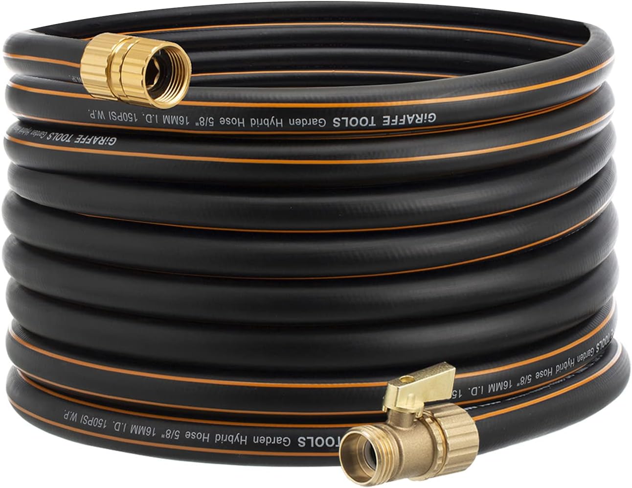 Giraffe Hybrid Garden Hose 50ft x 5/8" with Shut off Valve, Flexible, Heavy Duty, Leakproof, Lightweight Water Hose Pack of 2 G705