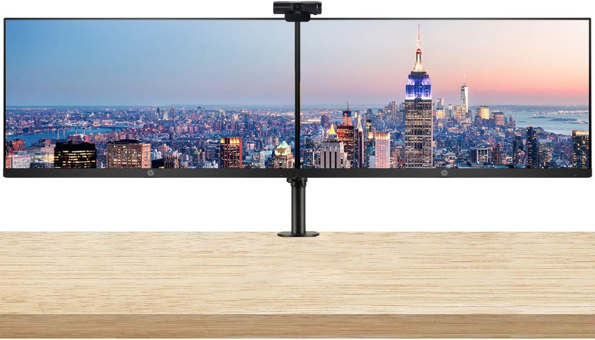 27 Inch FHD IPS LED Backlit LCD Anti-Glare Monitor 2-Pack Bundle with Full HD 1080p Webcam and Dual Monitor Stand X498