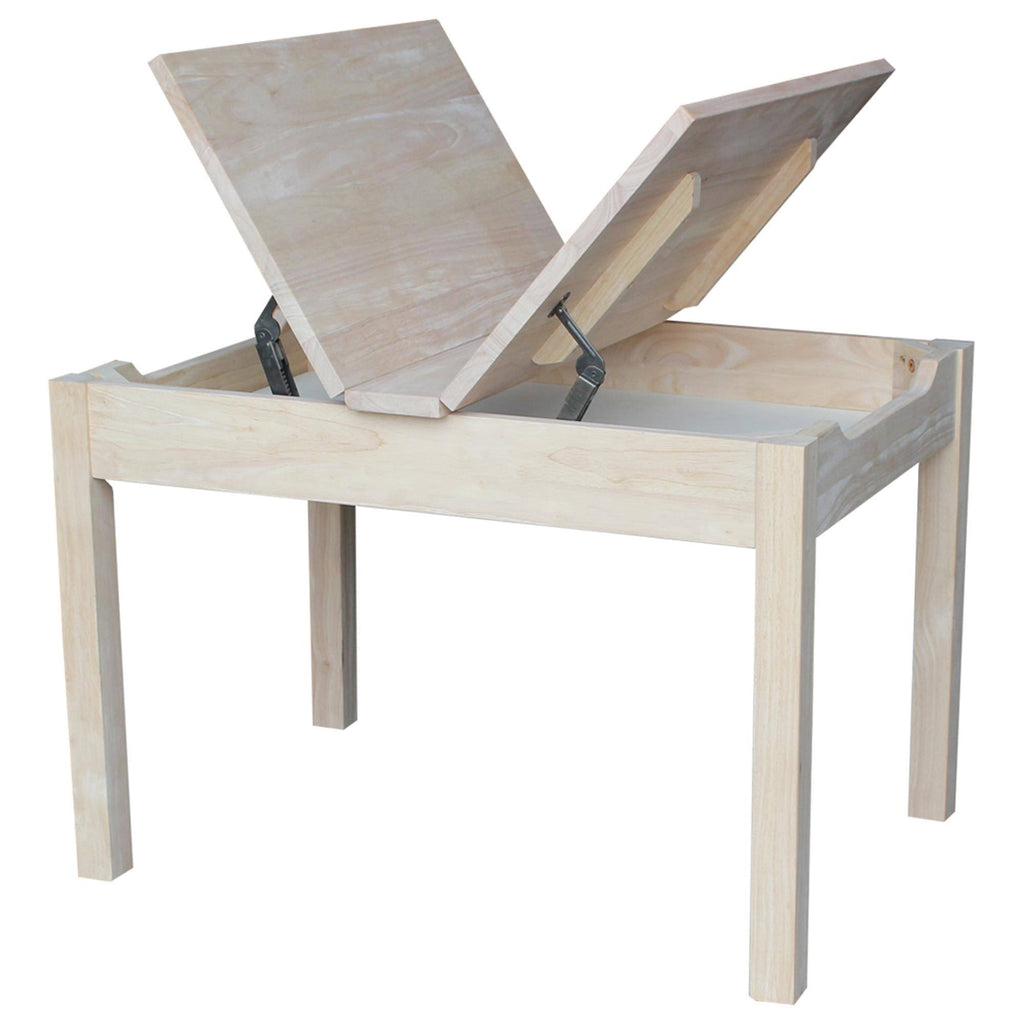 Unfinished Kids' Storage Table with Lift Top J1110