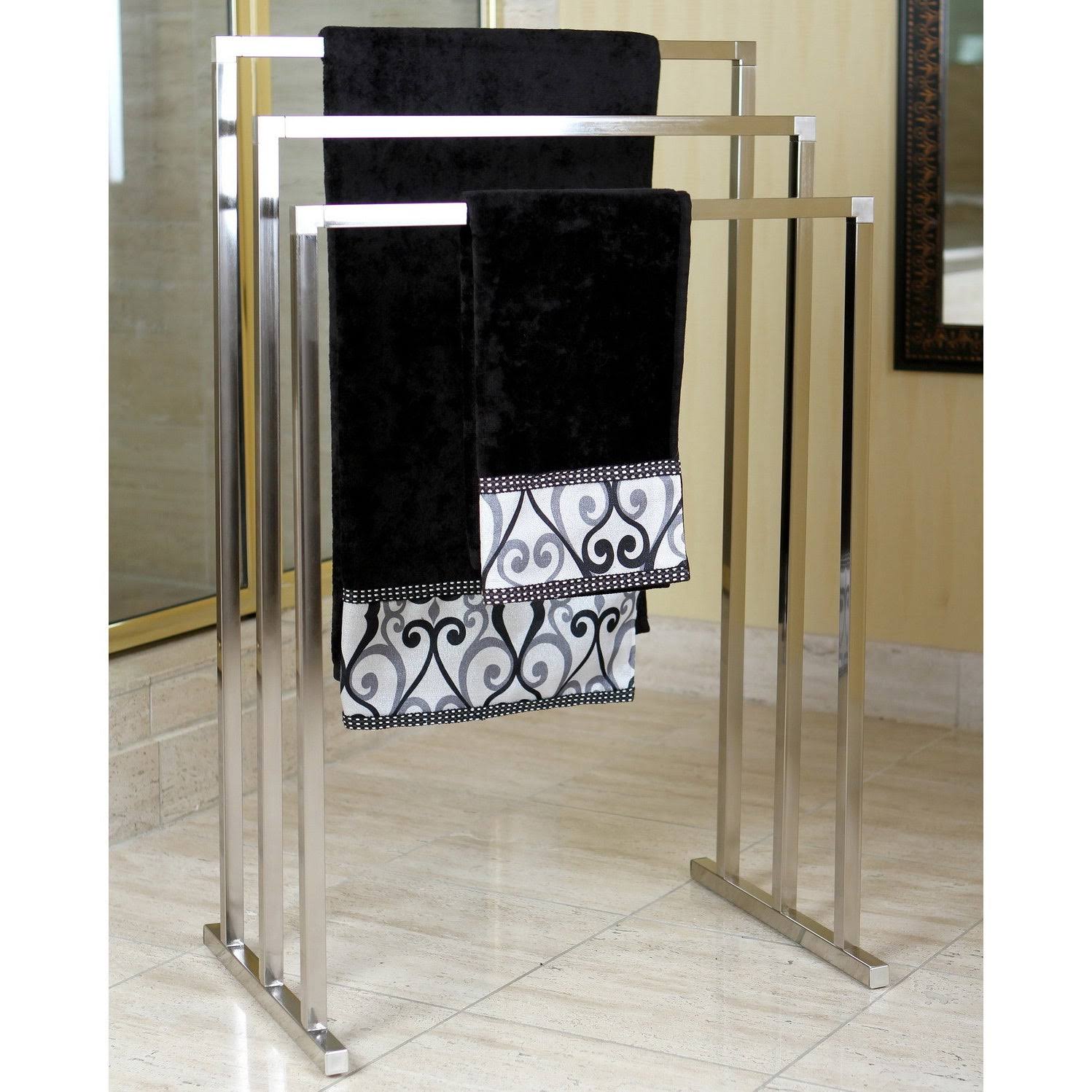 Satin Nickel 3-Tier Iron Towel Rack I89527