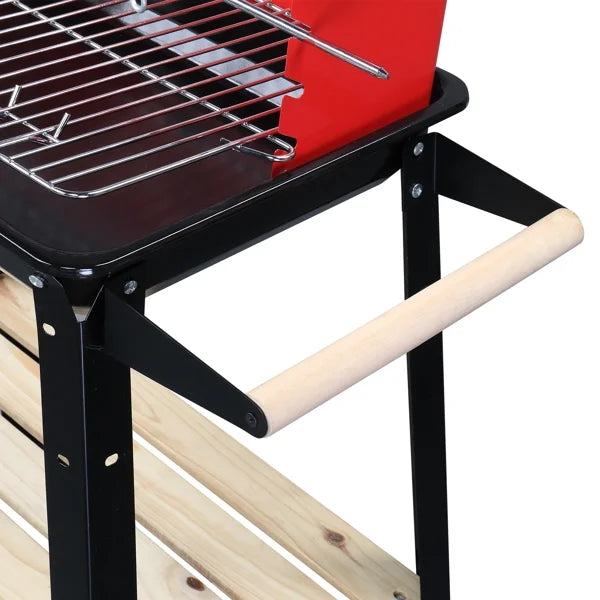 Square Enamel Charcoal Oven Black Red Z7142