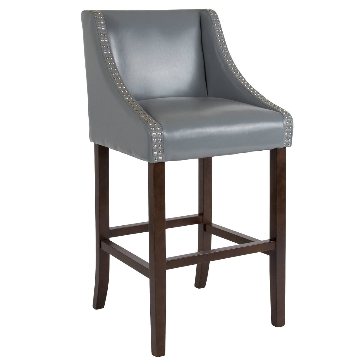Gray and Brown Contemporary Bar Height Stool with Accent Nail Trim S85407
