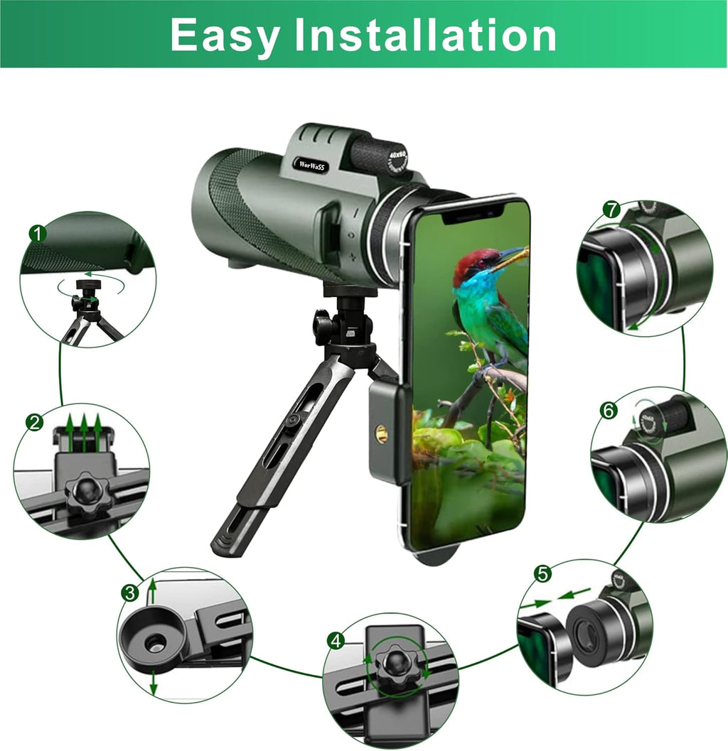 Monocular Telescope with Smartphone Holder and Tripod Y239503