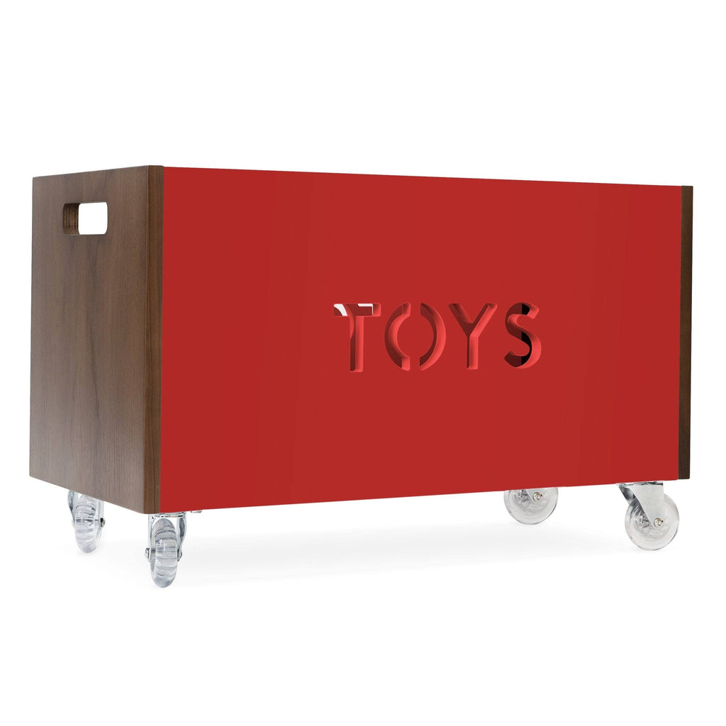 Walnut Pink Toy Box Chest on Casters G880969