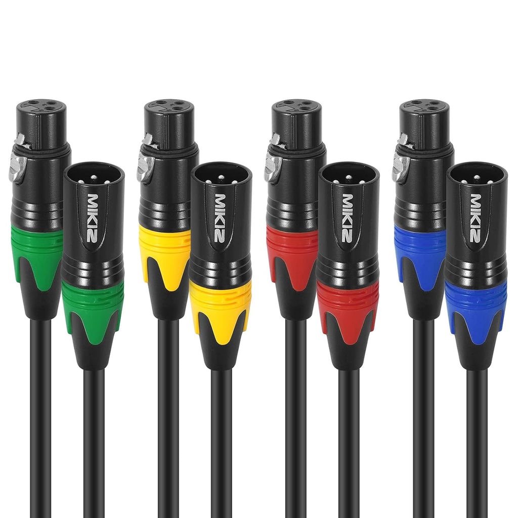 XLR Microphone Cables 25ft 4 Pack Balanced Male to Female Cable Pack of 2 W627