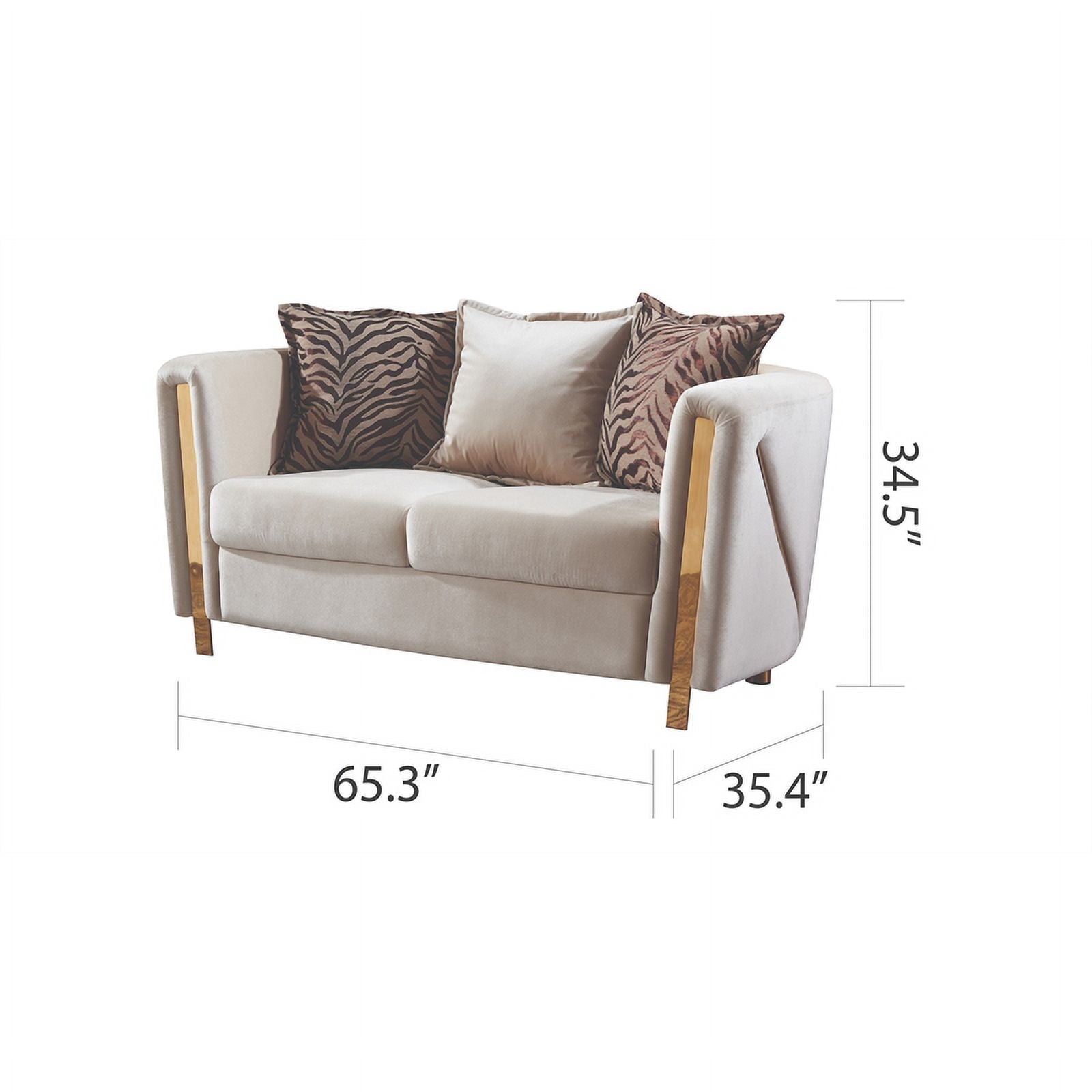 Beige Velvet 2Pc Living Room Set F658