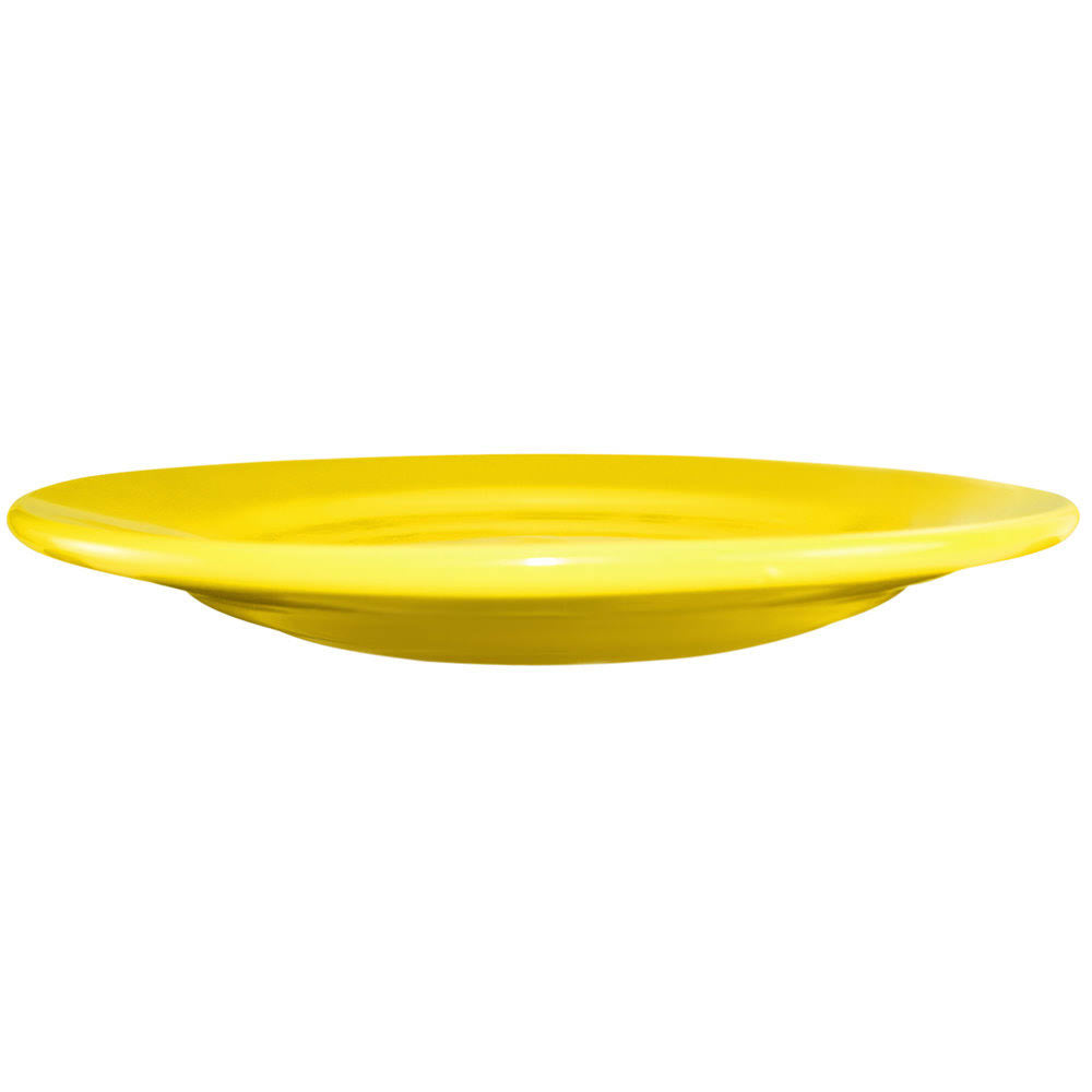 Yellow Stoneware Rolled Edge Wide Rim Plate - 24/Case D819