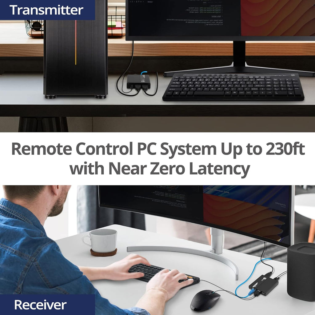 HDMI KVM Extender over CAT6/6e/7 Cable, 1080p 60Hz, Transmitter & Receiver C324584