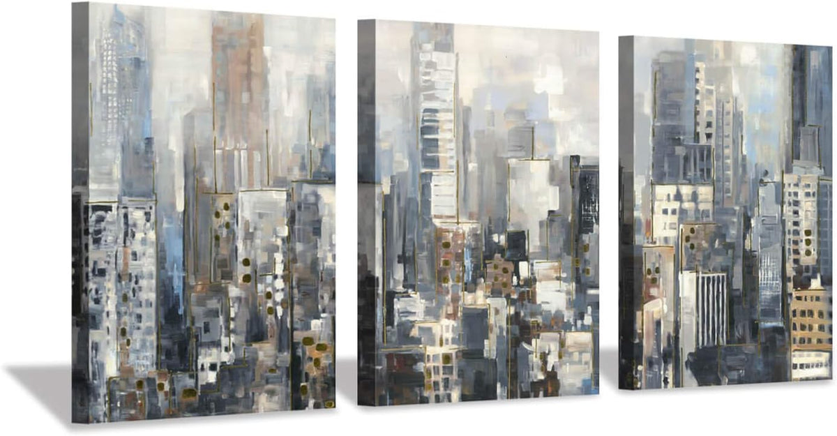 Abstract City Picture Wall Art on Wrapped Canvas, 3 Panels M1116