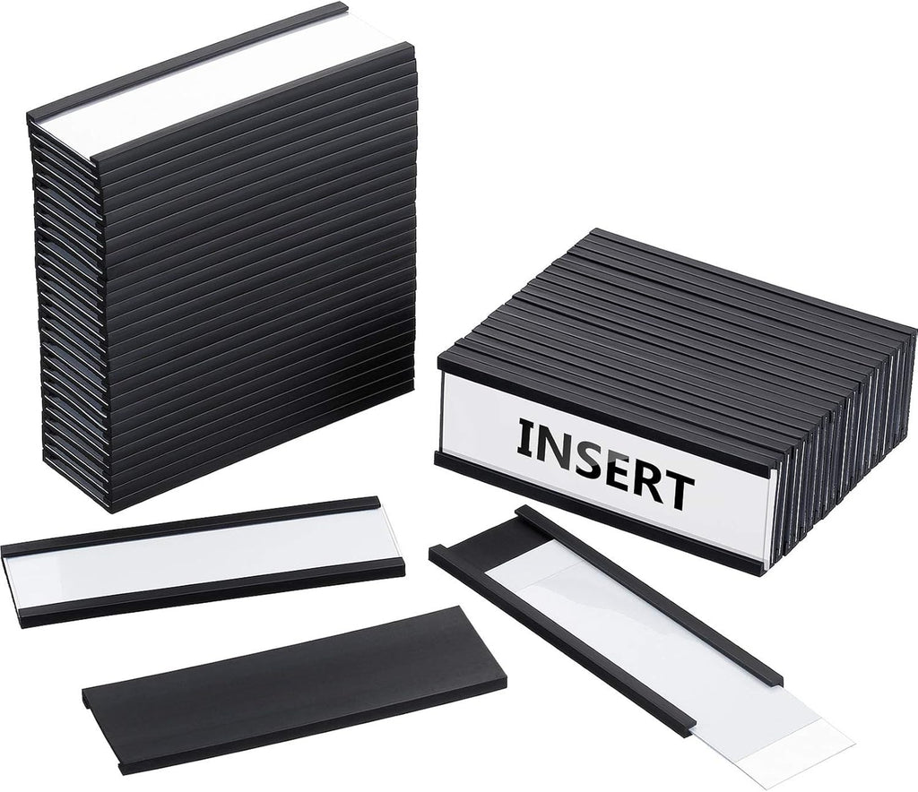 Magnetic Data Card Holders with Magnets and Cards, 1 x 3 Inches, 60 Pieces H679269
