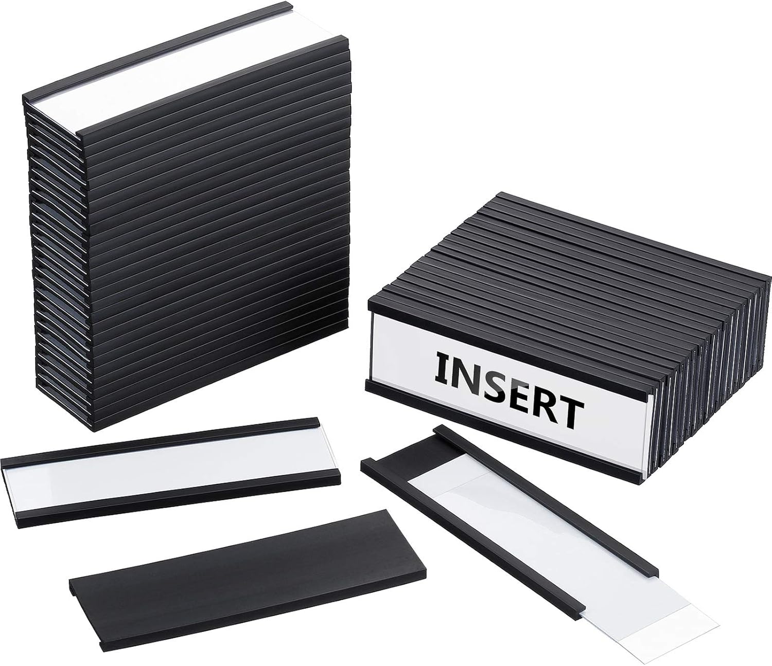 Magnetic Data Card Holders with Magnets and Cards, 1 x 3 Inches, 60 Pieces H679269