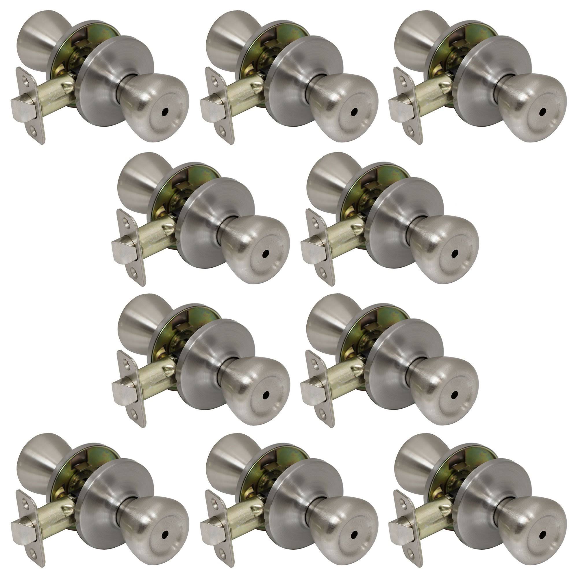 10 Pack Satin Nickel Privacy Door Knobs Handles V1959