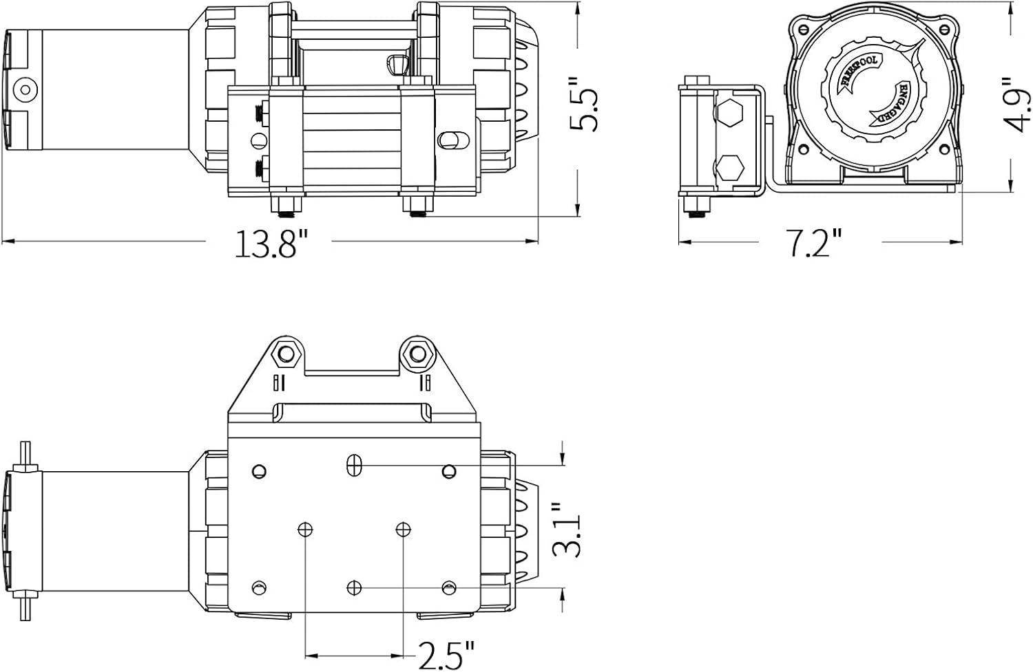 12V 4000 lbs Electric Winch Kit with Steel Rope and Wireless Remote Control I60913