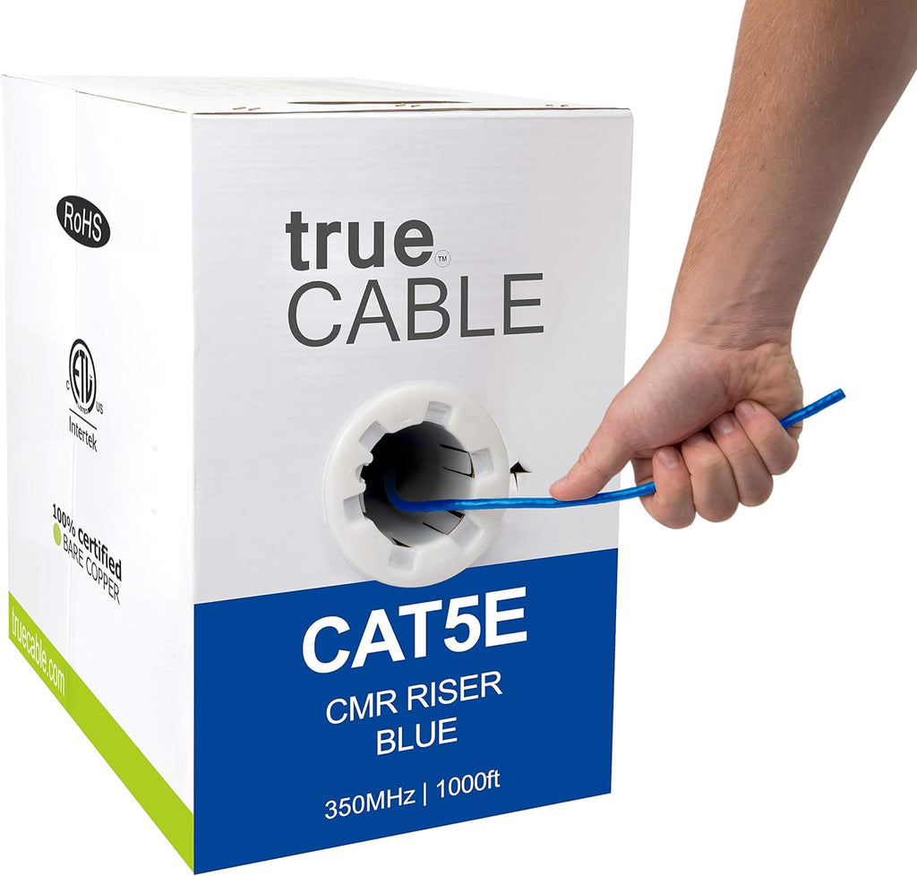 1000ft Blue 24AWG 4 Pair Solid Bare Copper Bulk Ethernet Cable W5341