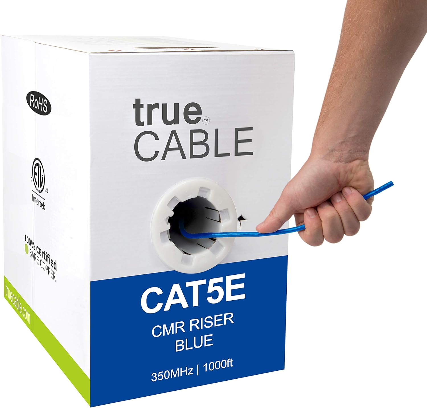 1000ft Blue 24AWG 4 Pair Solid Bare Copper Bulk Ethernet Cable W5341