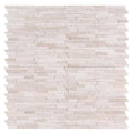 White Quarry Interlocking 3D Peel and Stick 12 in. x 12 in. x 6mm Honed Marble Mosaic Tile B77944