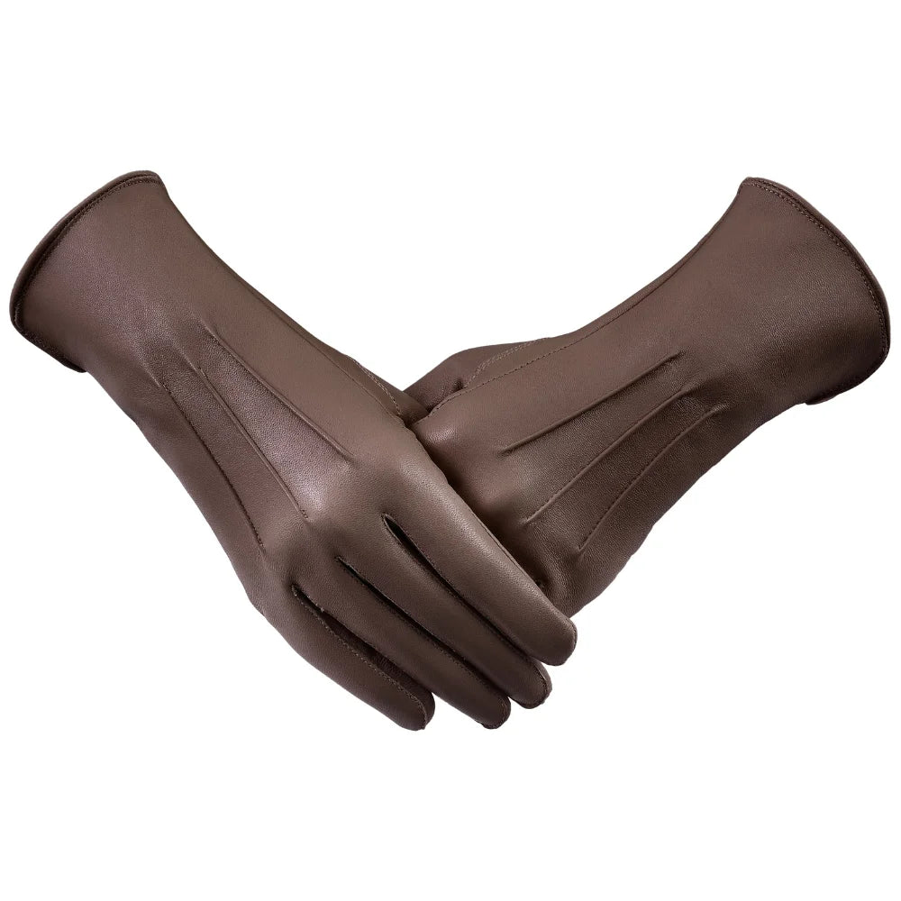 Genuine Leather Women Coffee Dress Gloves K139