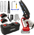 Mini Chainsaw Cordless Brushless 6 inch Battery Power Chain Saw, Portable Handheld Small Chainsaw with Security Lock, Pack of 2 G66072