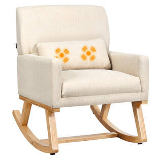 Beige Upholstered Massage Rocking Armchair L636
