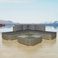 Gray Poly Rattan 6 Piece Corner Sofa Set with Coffee Table D647895