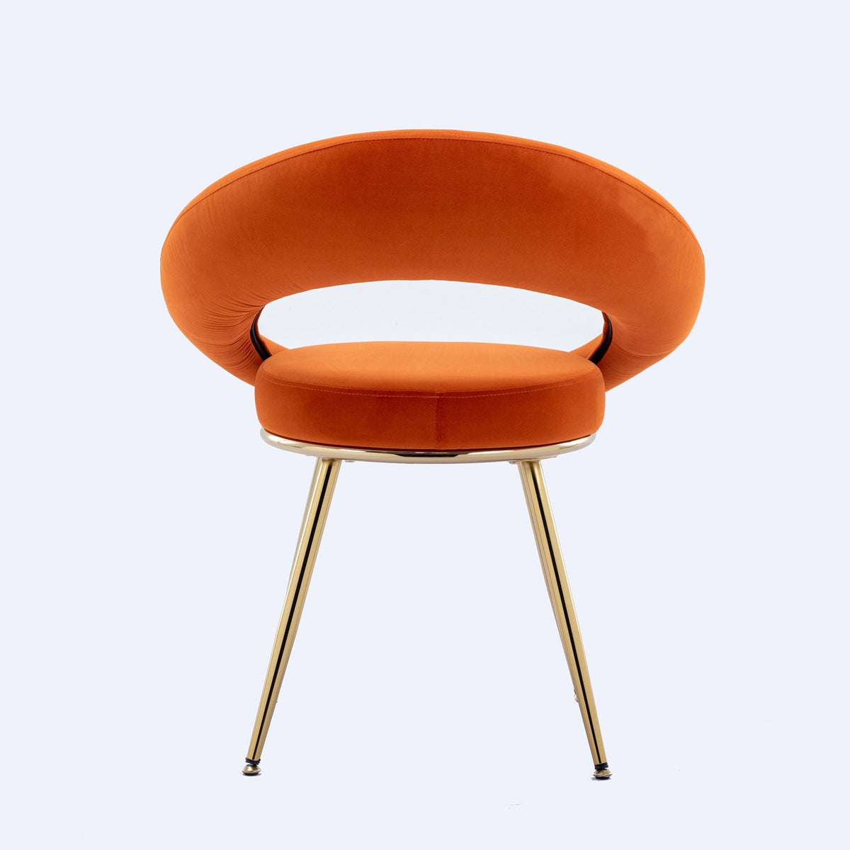 Velvet Lounge Chair With Gold Plated Legs Orange D5436