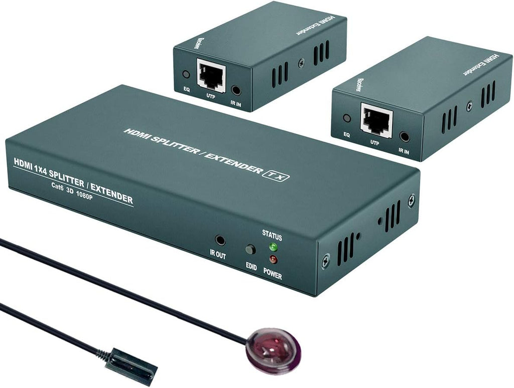 HDMI Extender Splitter 1x2 with IR, 1080P@60Hz, 165ft (50m) over CAT5e/CAT6/CAT7, 2 HDMI Loop Out I136055