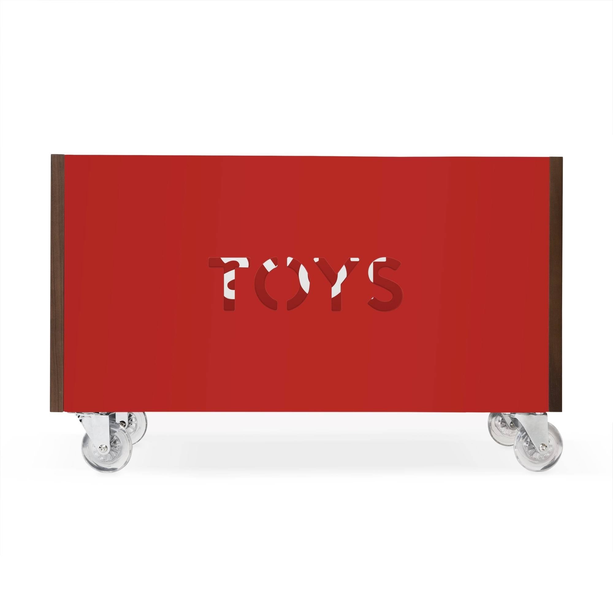 Walnut Pink Toy Box Chest on Casters G880969