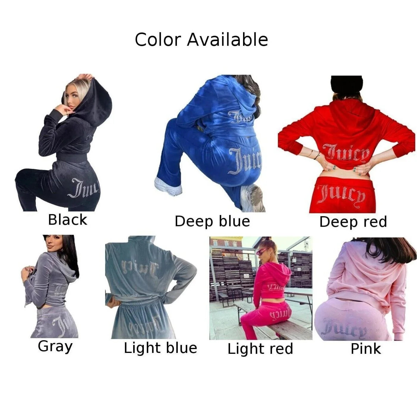 Velour 2-Piece Hoodie Tracksuit Set V13071