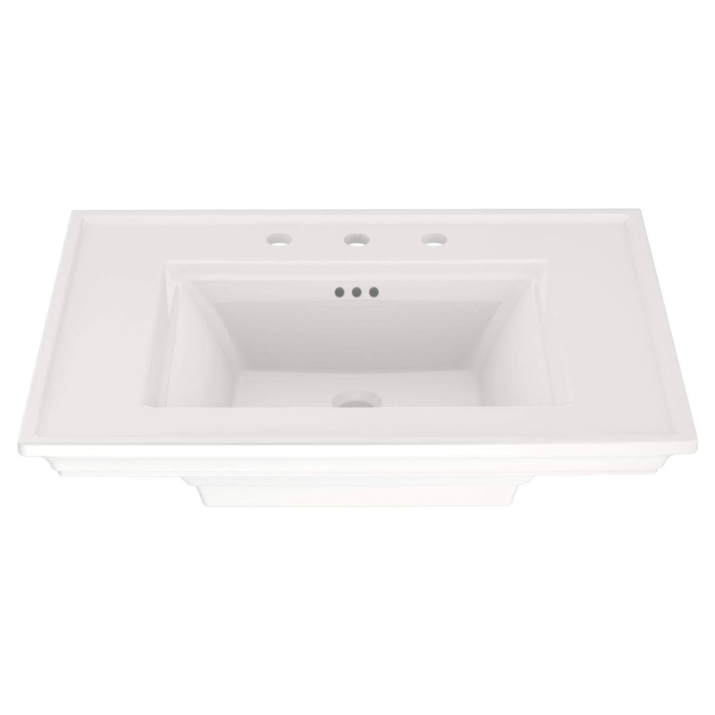 White 30-in Rectangular Fireclay Pedestal Sink Top J986