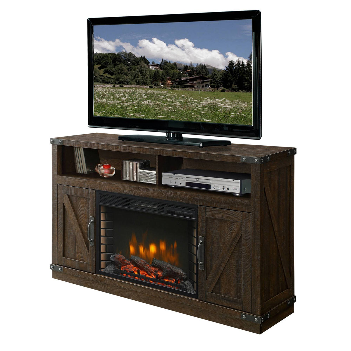 Rustic Brown 53 inch Electric Fireplace Y36758