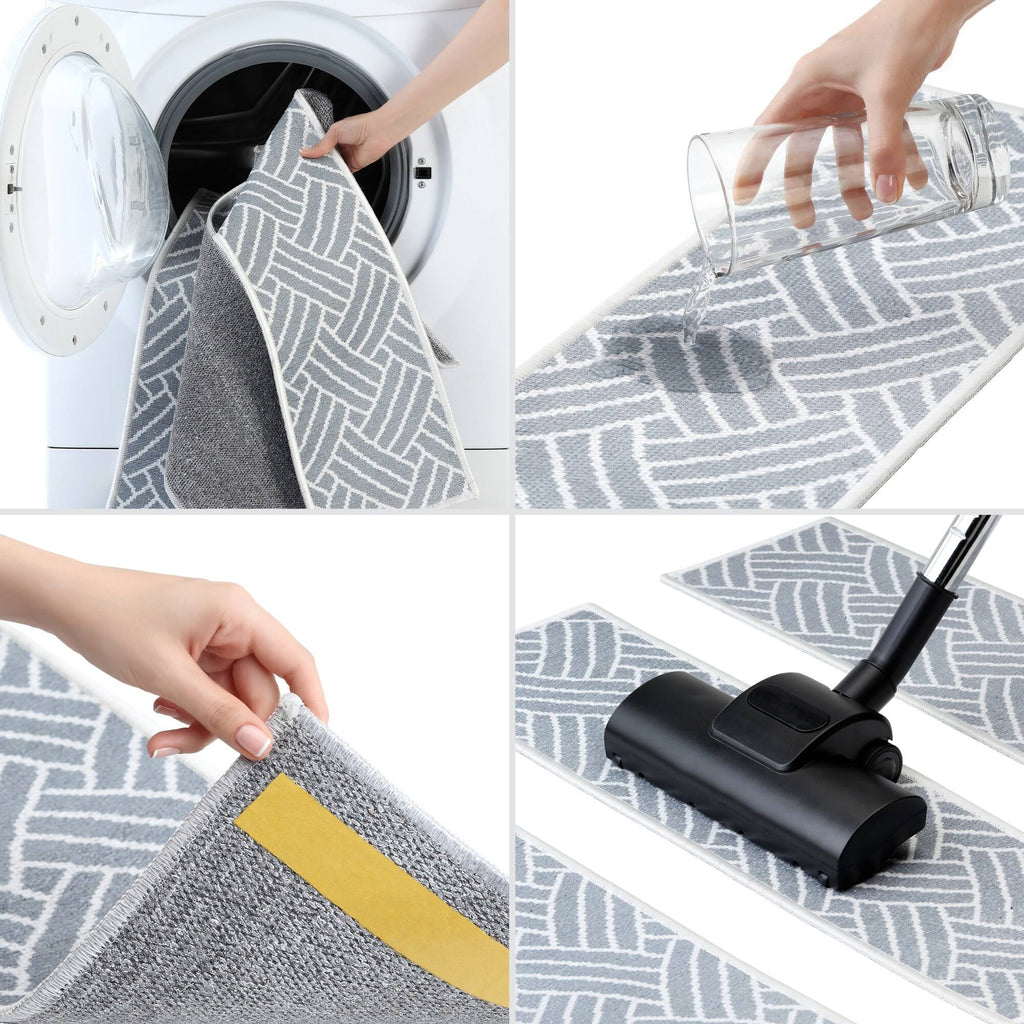9x22 x 28x22 Cotton Anti-Slip Carpet Stair Treads with Double Adhesive Tape H50494