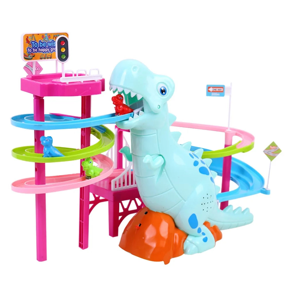 Track Dinosaur Kids Climbing Toys Race Electric Music Stairs Animal Set J193455