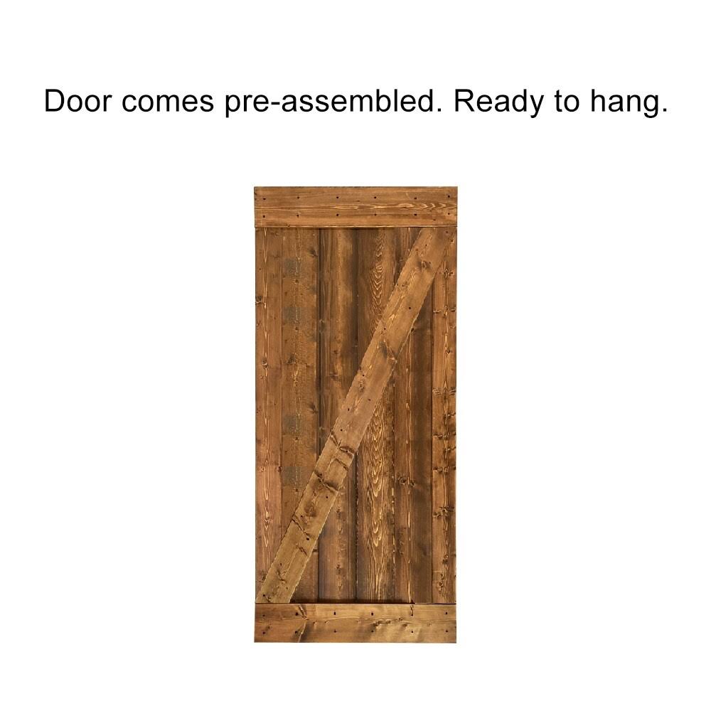 24 in. x 84 in. Weather Oak Stained Wood Interior Sliding Barn Door with Hardware Kit A9509
