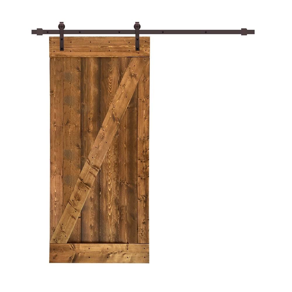 24 in. x 84 in. Weather Oak Stained Wood Interior Sliding Barn Door with Hardware Kit A9509