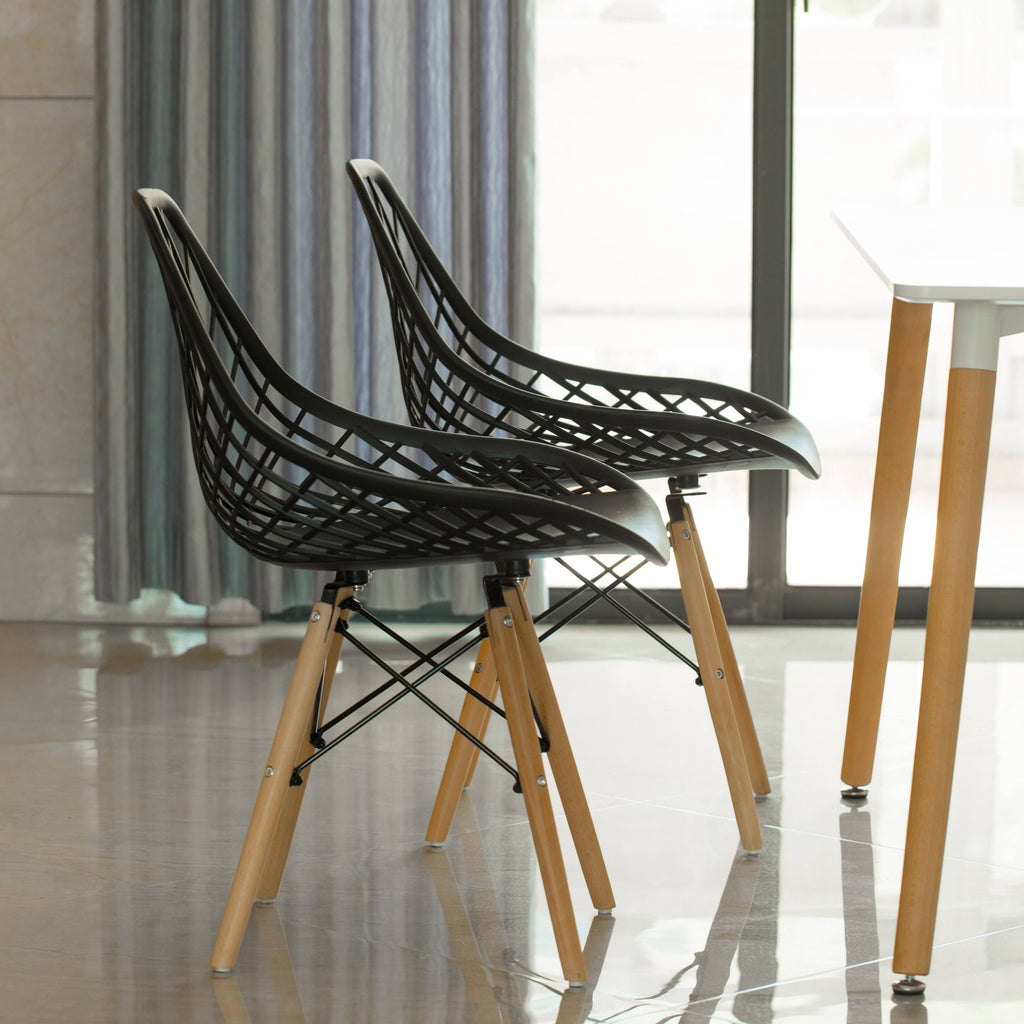 Black Set of 4 Plastic Dining Chair U974