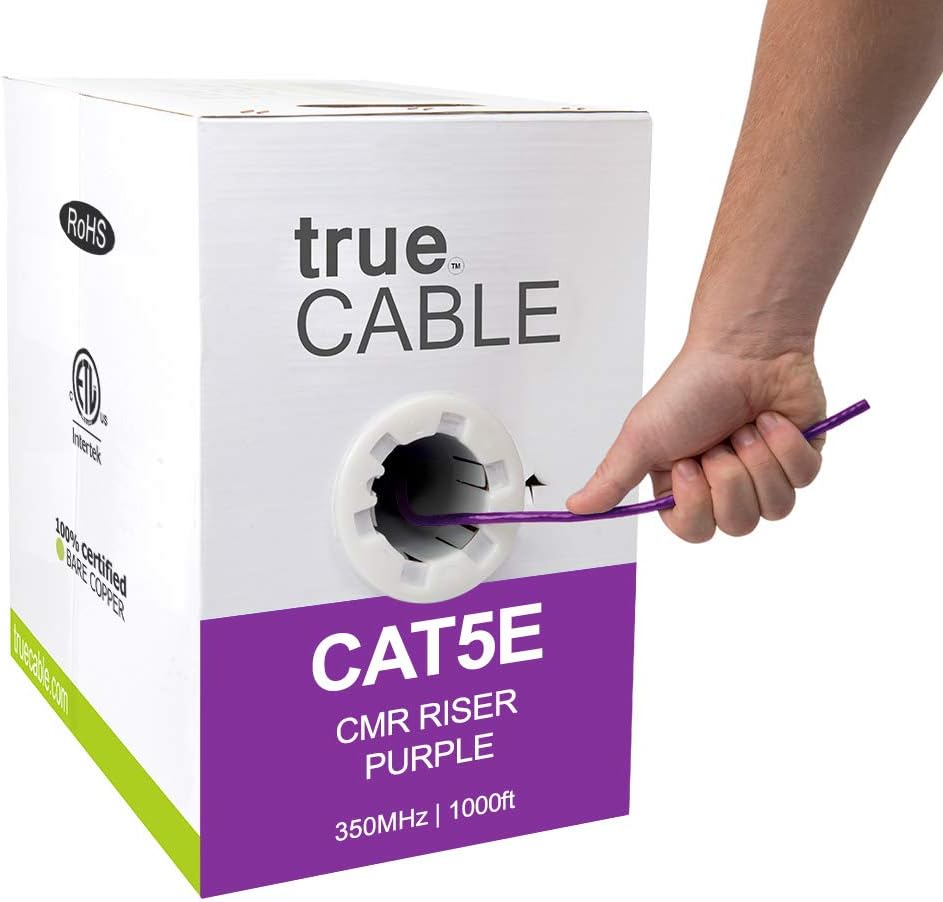 1000ft Blue 24AWG 4 Pair Solid Bare Copper Bulk Ethernet Cable W5341