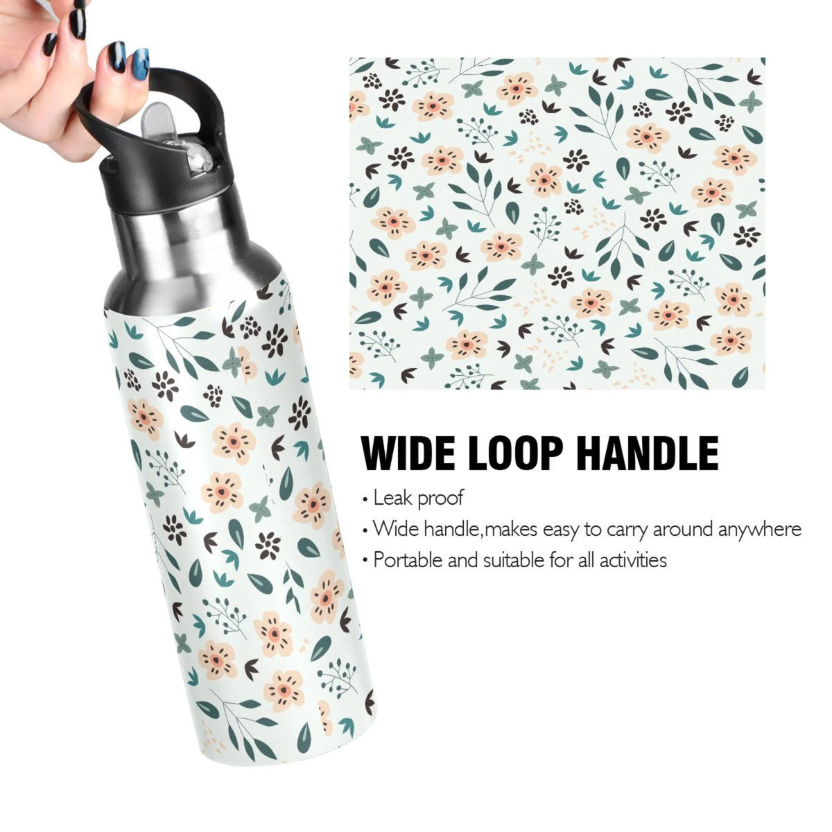 Stainless Steel Insulated Water Bottle with Straw Lid I57907