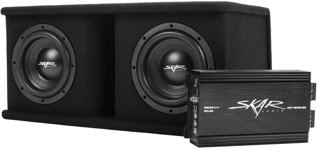 Dual 8" 1,400 Watt Subwoofer Bass Package with Loaded Enclosure and Amplifier T16092