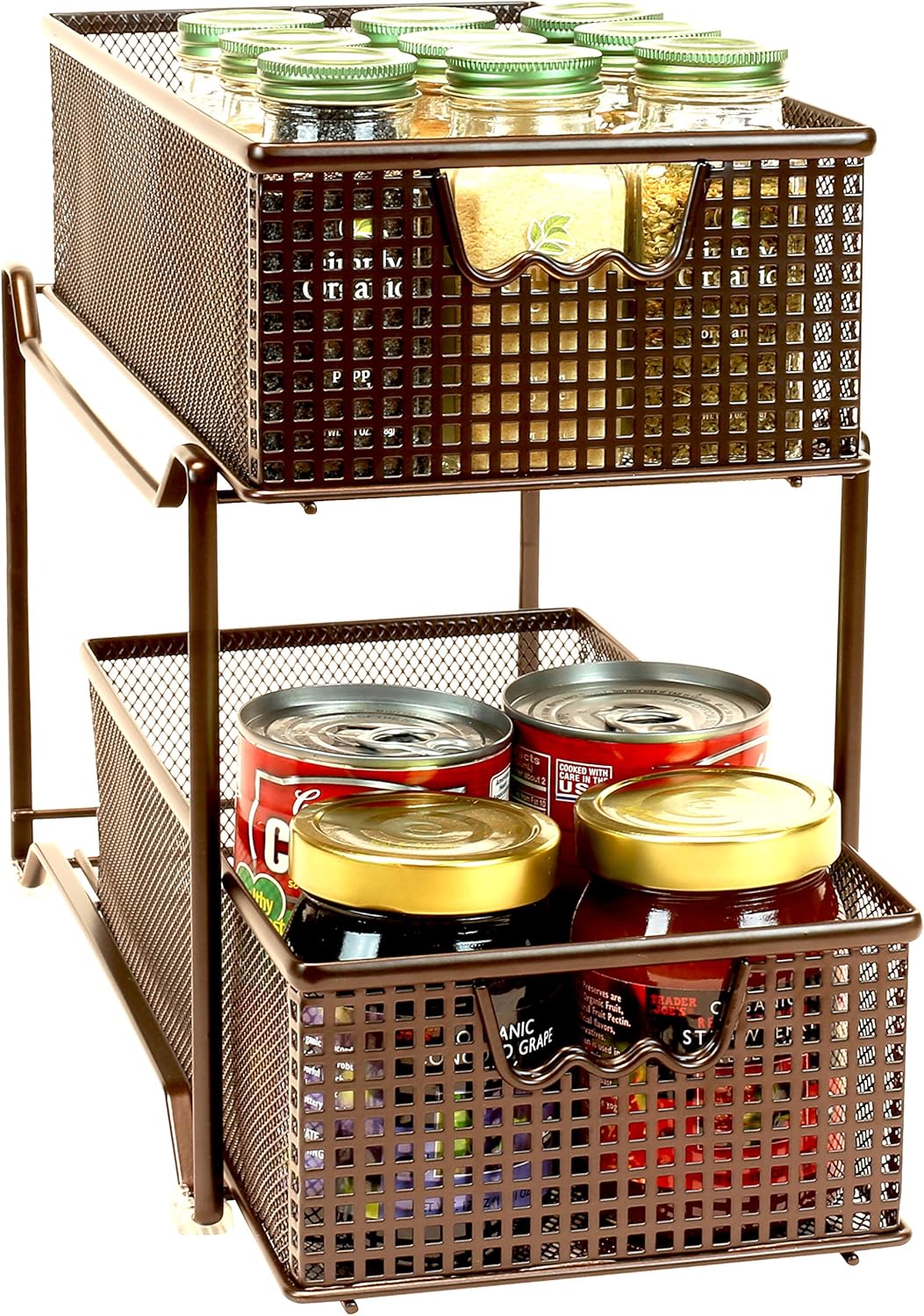 2 Tier Mesh Sliding Cabinet Basket Organizer Drawer D7685
