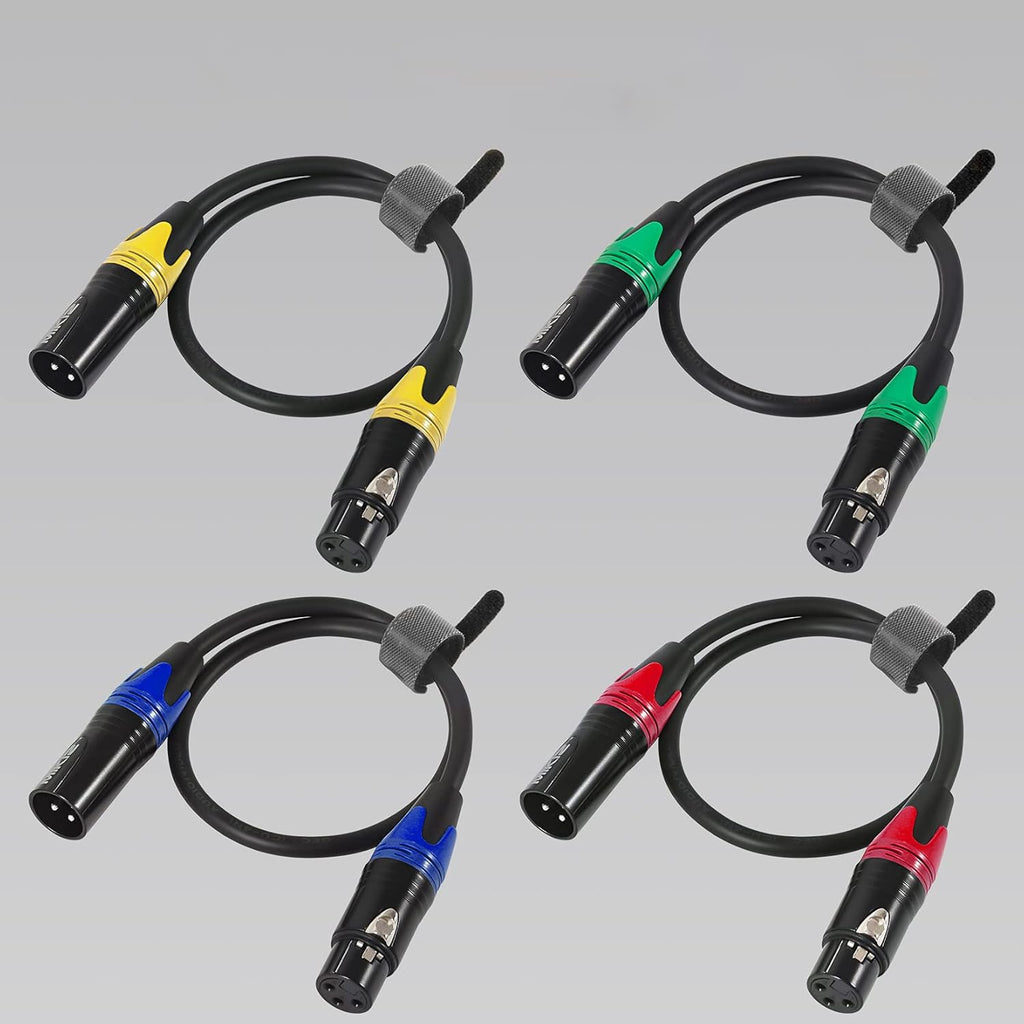 XLR Microphone Cables 25ft 4 Pack Balanced Male to Female Cable Pack of 2 W627