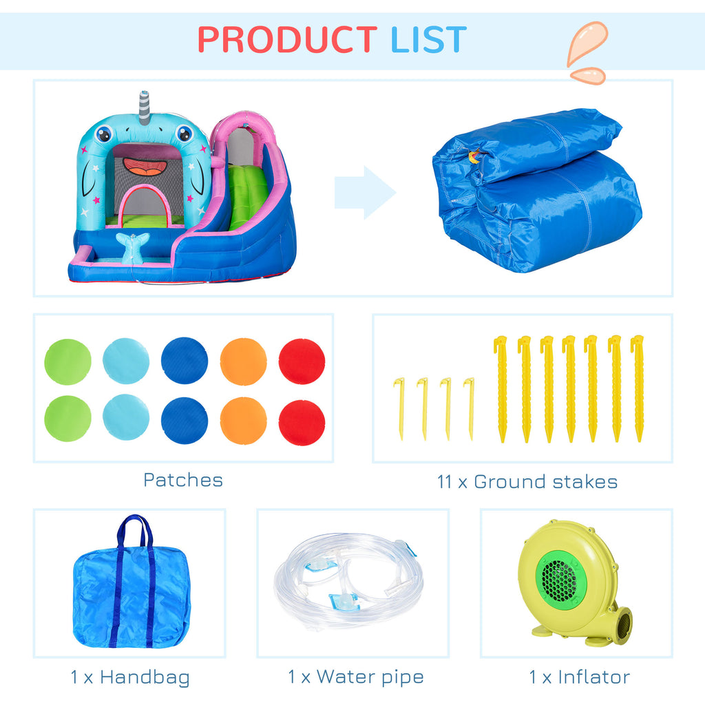 5-in-1 Inflatable Bounce House with Slide & Water Gun Z782211
