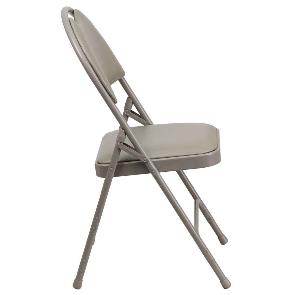 4 Pack Extra Large Triple Braced Folding Chair Gray Vinyl U3860
