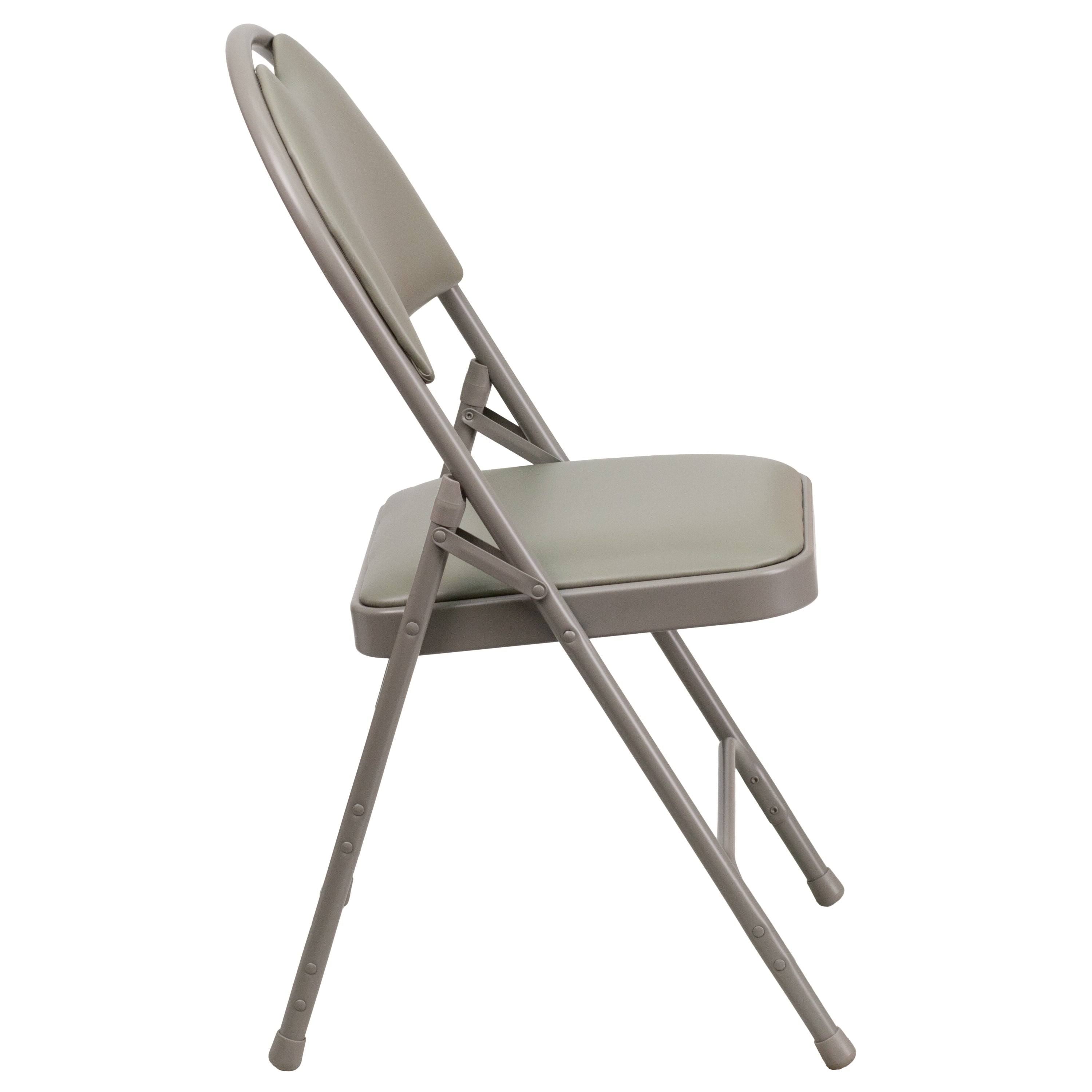 4 Pack Extra Large Triple Braced Folding Chair Gray Vinyl U3860