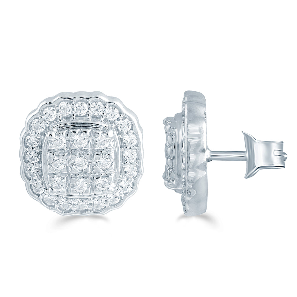 Cluster Diamond Earrings in Sterling Silver X564629