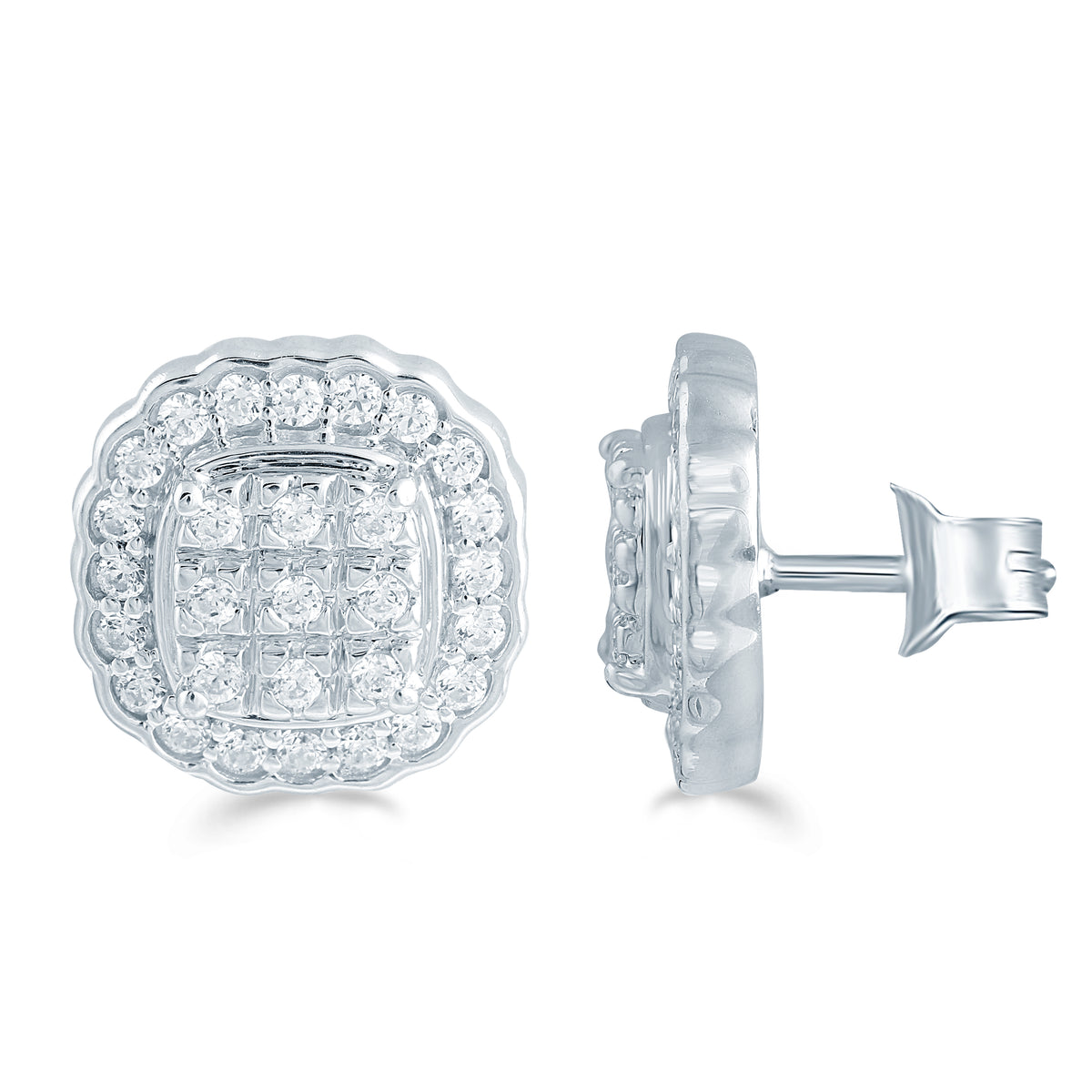 Cluster Diamond Earrings in Sterling Silver X564629