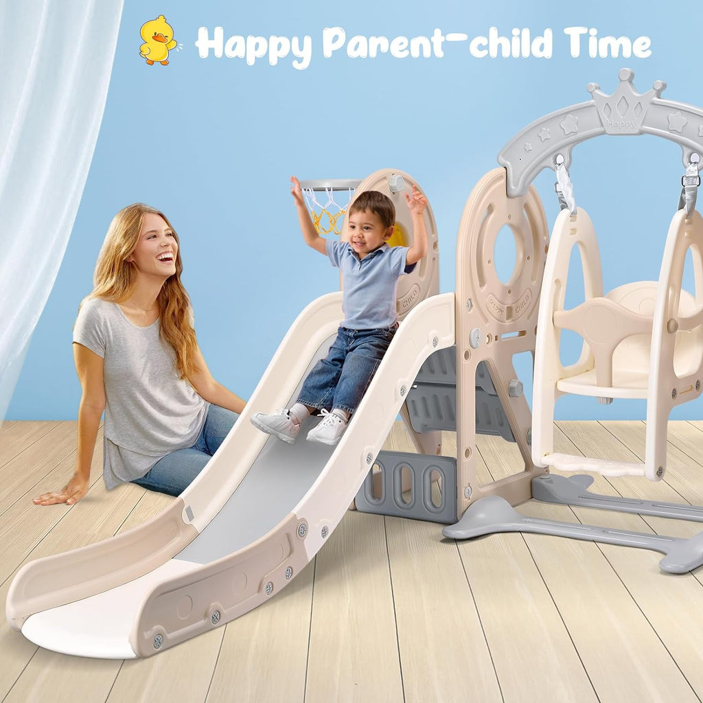 3-in-1 Kids Slide with Climber, Swing, Freestanding Playset X83964