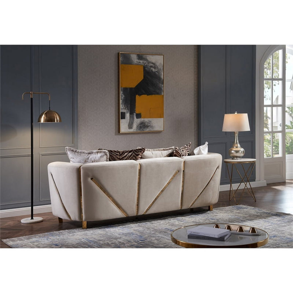 Beige Velvet 2Pc Living Room Set F658