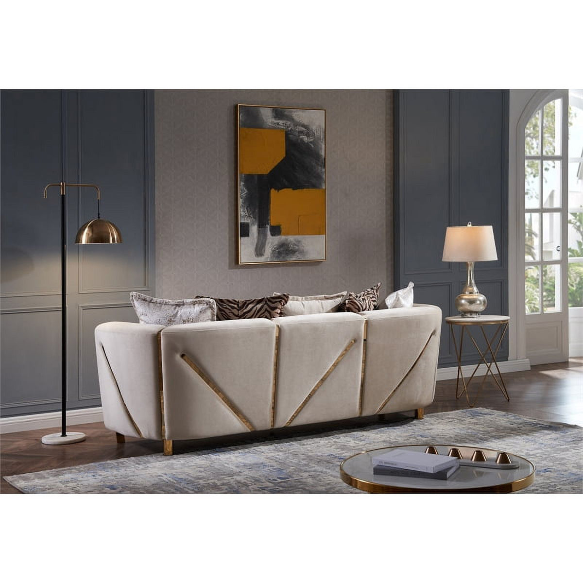 Beige Velvet 2Pc Living Room Set F658